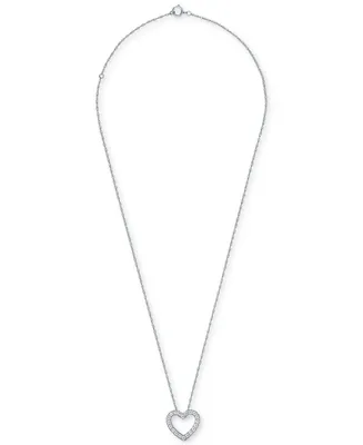 Diamond Heart Pendant Necklace (1/2 ct. t.w.) in 14k White Gold, 16" + 2" extender