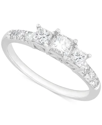 Diamond Princess Three Stone Engagement Ring (1 ct. t.w.) in 14k White Gold