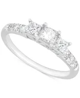 Diamond Princess Three Stone Engagement Ring (1 ct. t.w.) in 14k White Gold