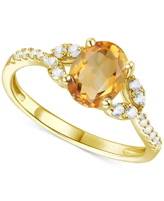 Citrine (1 ct. t.w.) & Lab-Grown White Sapphire (1/4 Ring 14k Gold-Plated Sterling Silver (Also Additional Gemstones)