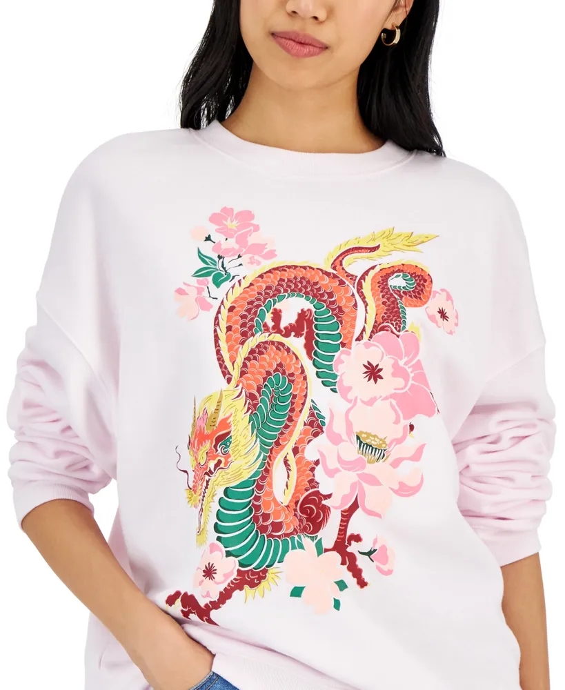 Grayson Threads, The Label Juniors' Floral Dragon Sweatshirt