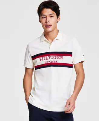 Tommy Hilfiger Men's Regular-Fit Colorblocked Stripe Monotype Logo Embroidered Polo Shirt
