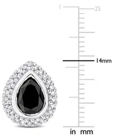 Black & White Diamond Pear-Cut Halo Stud Earrings (2-1/5 ct. t.w.) in 14k White Gold