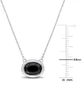 Black Diamond Oval Bezel 17" Pendant Necklace (2 ct. t.w.) in 14k White Gold