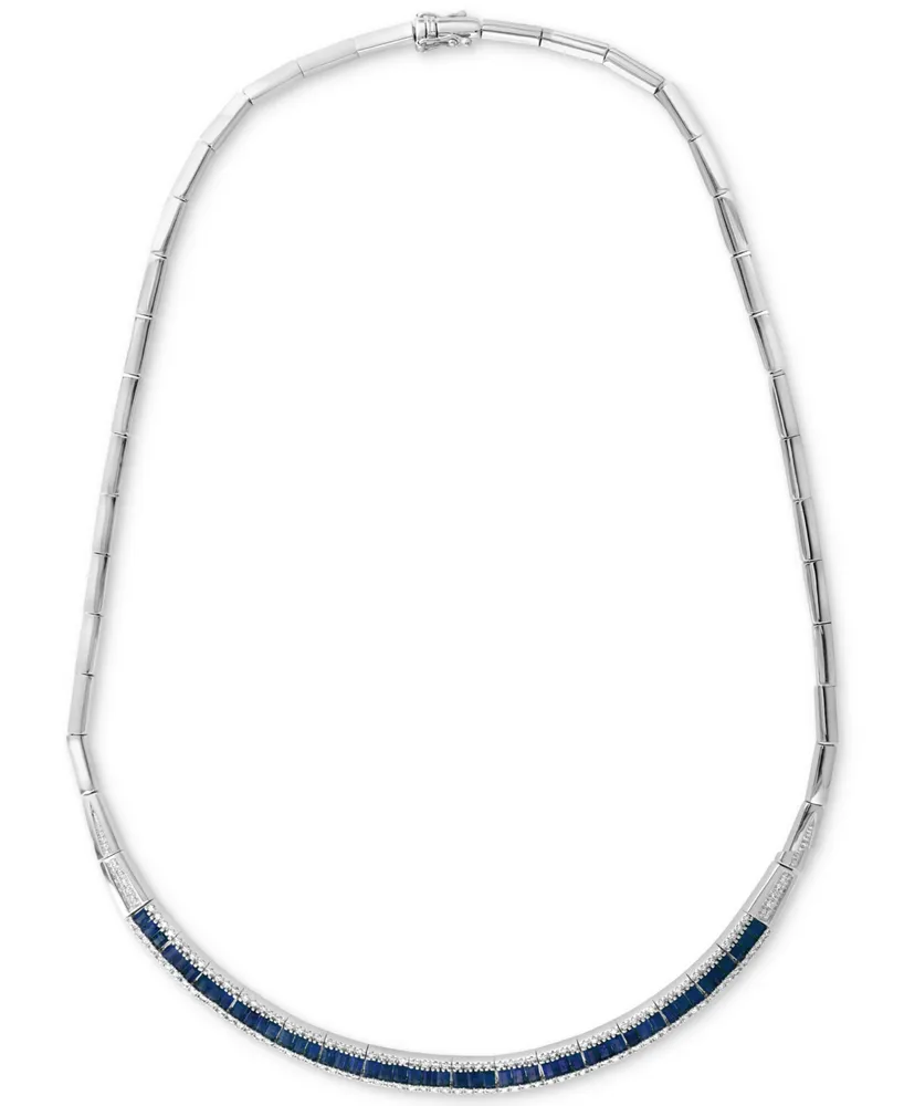 Effy Sapphire (4-1/2 ct. t.w.) & Diamond (5/8 ct. t.w.) 18" Collar Necklace in 14k White Gold
