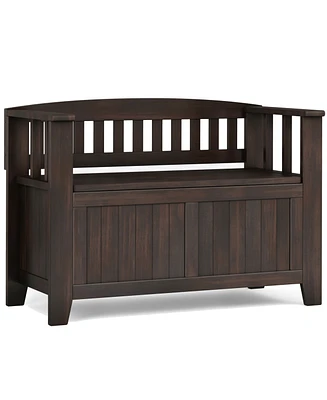 Simpli Home Acadian 25" Solid Wood Small Entryway Storage Bench