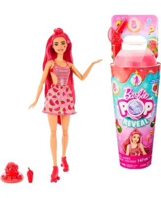 Barbie Pop Reveal Fruit Series Watermelon Crush Doll, 8 Surprises Include Pet, Slime, Scent & Color Change - Multi