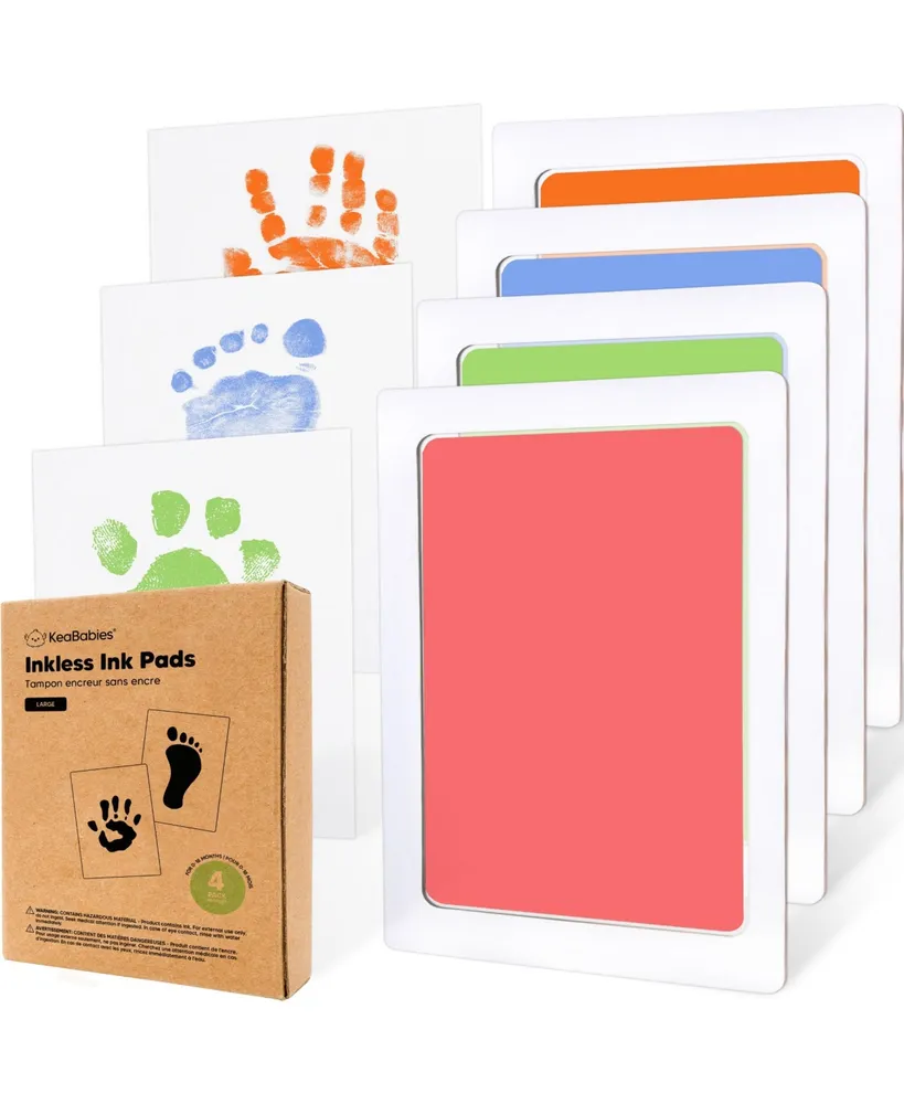 KeaBabies 4pk Inkless Ink Pad for Baby Hand and Footprint Kit, Clean Touch  Dog Paw, Nose Print & Pet Safe, Large