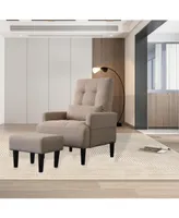 Simplie Fun Brown Living Room Sofa Single Chair And Ottoman, Modern Multi-Function Fabric Living