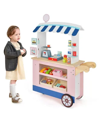 Costway Kids Snacks & Sweets Food Cart Kids Toy Cart Play Set