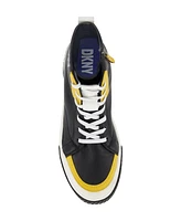 Dkny Men's Side Zip Hi Top Two Tone Branded Sole Logo Sneakers