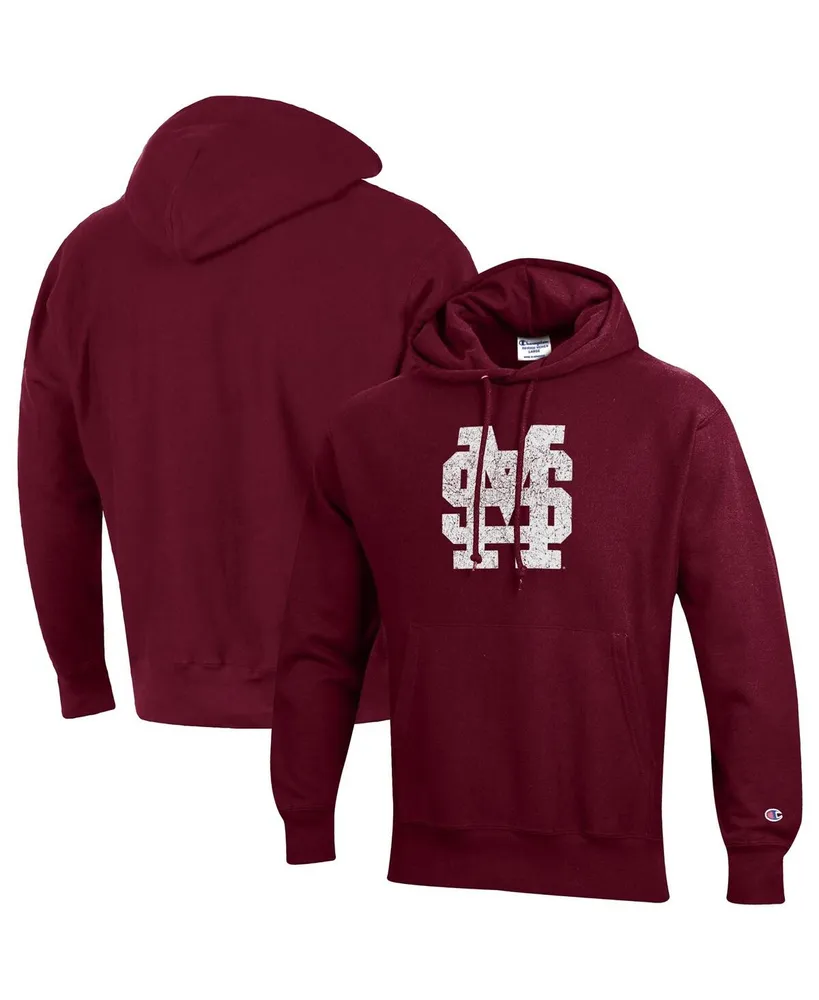 Men's Champion Maroon Mississippi State Bulldogs Vault Logo Reverse Weave Pullover Hoodie