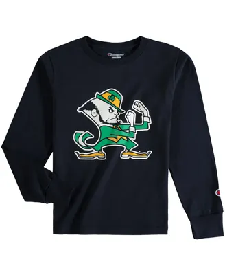 Big Boys Champion Navy Notre Dame Fighting Irish Primary Logo Long Sleeve T-shirt
