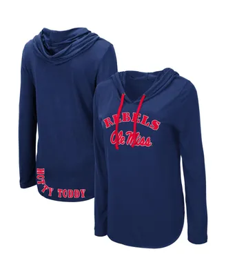 Women's Colosseum Navy Ole Miss Rebels My Lover Lightweight Hooded Long Sleeve T-shirt