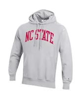 Men's Champion Heathered Gray Nc State Wolfpack Team Arch Reverse Weave Pullover Hoodie