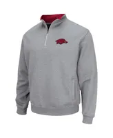 Men's Colosseum Heathered Gray Arkansas Razorbacks Tortugas Team Logo Quarter-Zip Jacket