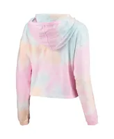 Women's League Collegiate Wear Pink,White Lsu Tigers Tie-Dye Cropped Pullover Hoodie