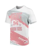 Men's Mitchell & Ness White Morehouse Maroon Tigers Paintbrush Sublimated T-shirt