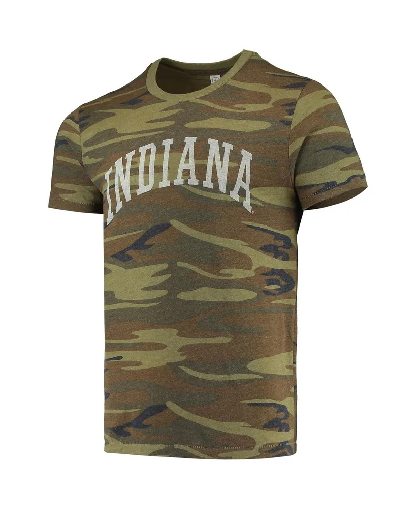Men's Alternative Apparel Camo Distressed Indiana Hoosiers Arch Logo Tri-Blend T-shirt