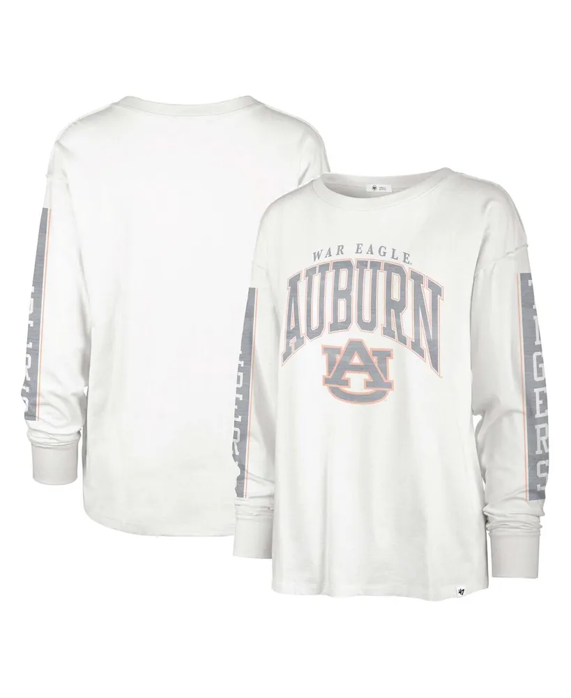 Women's '47 Brand White Distressed Auburn Tigers Statement Soa 3-Hit Long Sleeve T-shirt