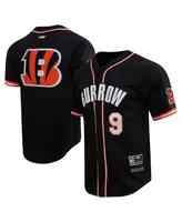 Men's Pro Standard Joe Burrow Black Cincinnati Bengals Mesh Baseball Button-Up T-shirt