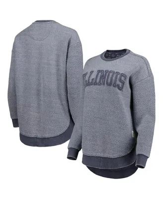 Women's Pressbox Navy Distressed Illinois Fighting Illini Ponchoville Pullover Sweatshirt