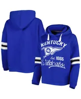 Women's Pressbox Royal Distressed Kentucky Wildcats Super Pennant Pullover Hoodie