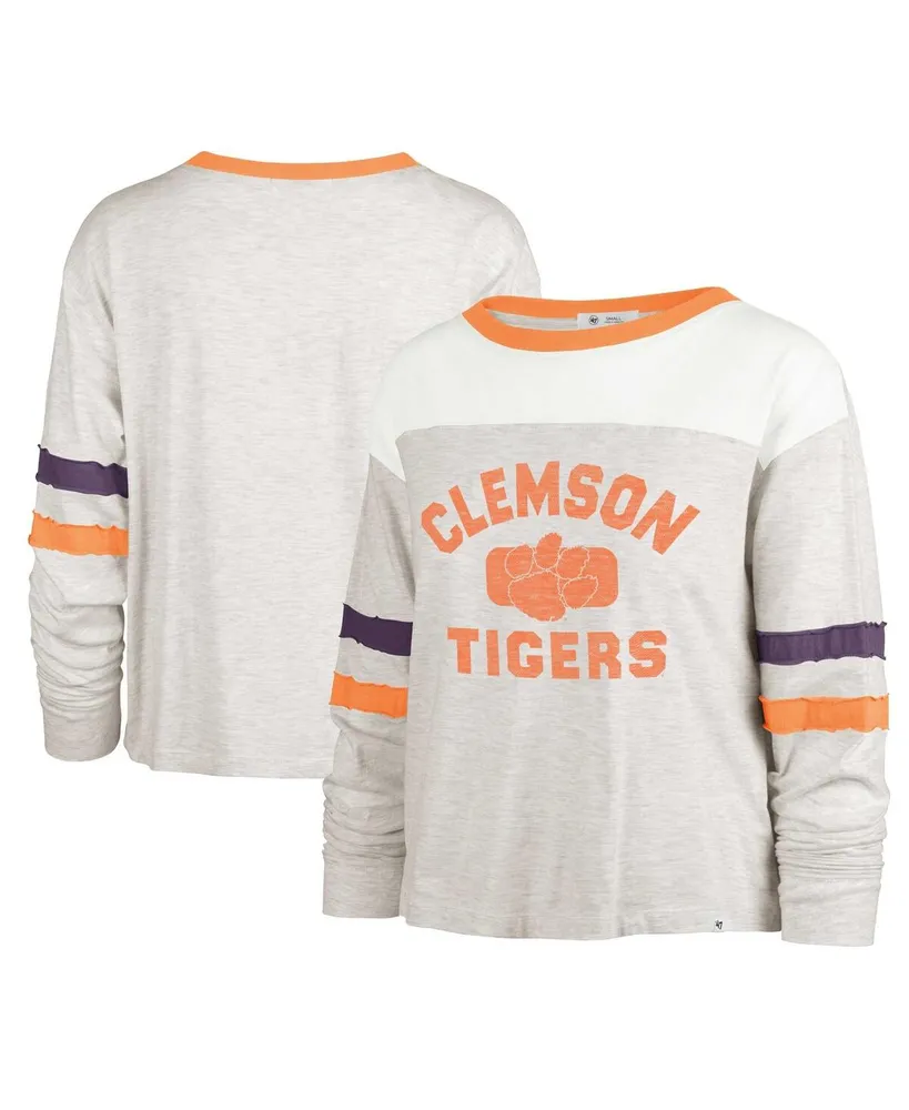Women's '47 Brand Oatmeal Distressed Clemson Tigers All Class Lena Long Sleeve T-shirt