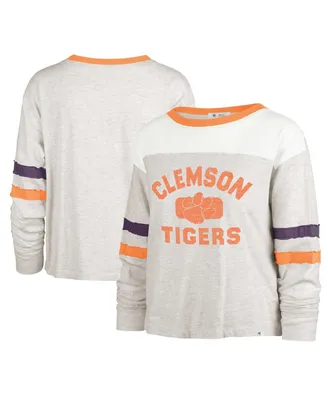 Women's '47 Brand Oatmeal Distressed Clemson Tigers All Class Lena Long Sleeve T-shirt