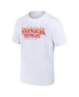 Men's and Women's Mad Engine White Stranger Things Fire Logo T-shirt