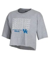 Women's Champion Heather Gray Kentucky Wildcats Boyfriend Cropped T-shirt