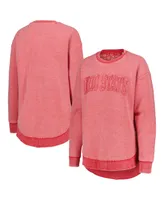 Women's Pressbox Scarlet Distressed Ohio State Buckeyes Ponchoville Pullover Sweatshirt