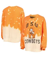 Women's Gameday Couture Orange Distressed Oklahoma State Cowboys Twice As Nice Faded Dip-Dye Pullover Long Sleeve Top