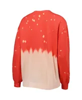 Women's Gameday Couture Red Distressed Georgia Bulldogs Twice As Nice Faded Dip-Dye Pullover Long Sleeve Top