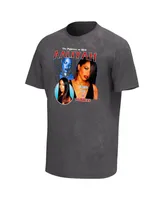 Men's Black Distressed Aaliyah Collage Washed Graphic T-shirt