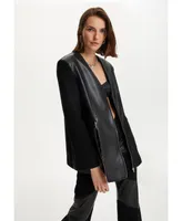 Nocturne Women's V-Neck Pleather Jacket