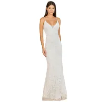 Lara Women's Beaded Spaghetti Strap Fitted Gown