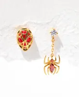 Girls Crew Color Crystal Spiderman Mismatch Stud & Drop Earrings
