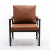 Streamdale Furniture Modern Pu Leather Accent Chair With Powder Coated Metal Frame, Single Sofa