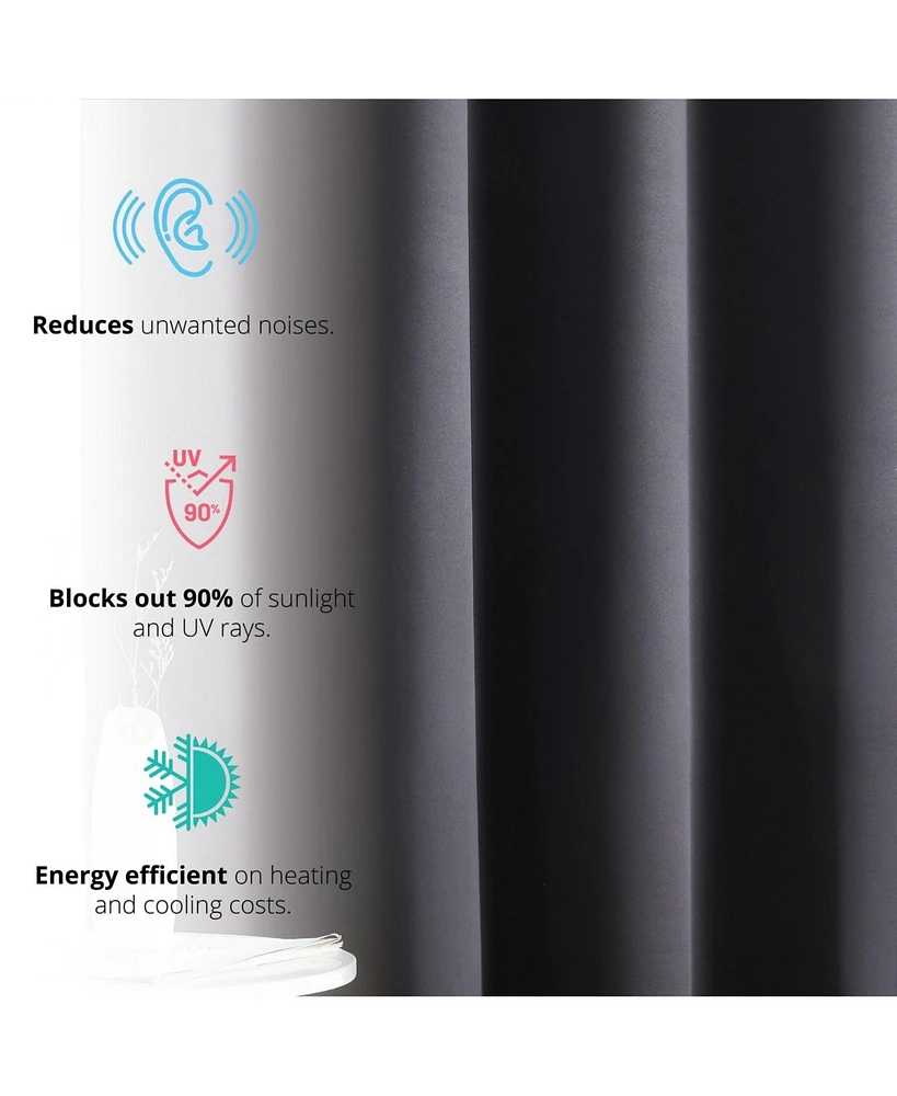 Hlc.me Oxford Room Darkening Curtains for Bedroom, Noise Reduction Thermal Insulated Window Curtain Grommet Panels
