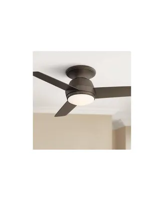 Casa Vieja 44" Marbella Breeze Modern Indoor Hugger Ceiling Fan with Dimmable Led Light Remote Control Bronze Opal Glass for Living Kitchen House Bedr