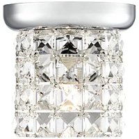 Vienna Full Spectrum Cesenna Luxury Close To Ceiling Light Flush Mount Fixture 4 3/4" Wide Chrome Studded Glass Crystal Cylinder Shade for Bedroom Hal