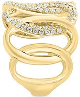 Effy Diamond Wavy Circle Openwork Statement Ring (1-1/20 ct. t.w.) in 14k Gold