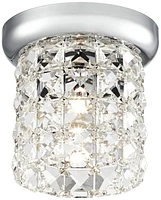 Vienna Full Spectrum Cesenna Luxury Close To Ceiling Light Flush Mount Fixture 4 3/4" Wide Chrome Studded Glass Crystal Cylinder Shade for Bedroom Hal