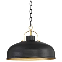 Possini Euro Design Camden Black Warm Brass Hanging Pendant Lighting 15 3/4" Wide Farmhouse Industrial Rustic Dome Shade for Dining Room Living House