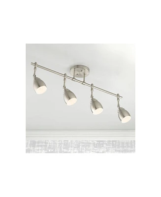 Pro Track Elm Park 4-Head Ceiling or Wall Track Light Fixture Kit Spot-Light Directional Adjustable Silver Brushed Nickel Finish Modern Kitchen Bathro