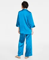 On 34th Womens Satin Pajama Top Wide Leg Pajama Pants Created For Macys