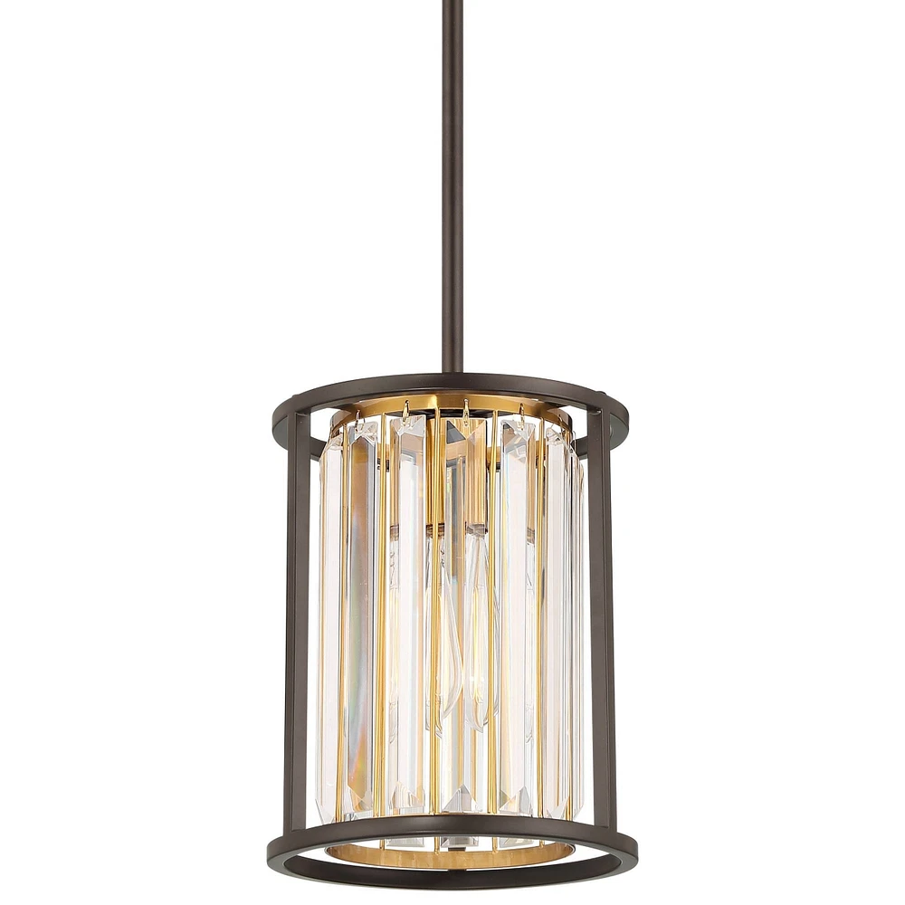 Possini Euro Design Milne Bronze Brown Gold Mini Pendant Lighting 8" Wide Modern Clear Crystal Rods Fixture for Dining Room House Bedroom Kitchen Isla