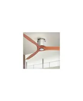 Casa Vieja 52" Windspun Modern Rustic Hugger Low Profile Indoor Ceiling Fan with Remote Brushed Nickel Silver Carved Wood 3 Blade for House Bedroom Li