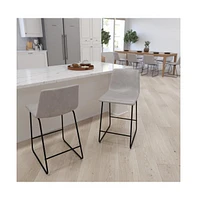 24 Inch Faux Counter Height Bucket Seat Stools, Set Of 2